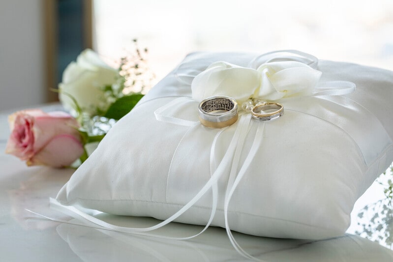 cruise wedding rings on pillow P&O cruises