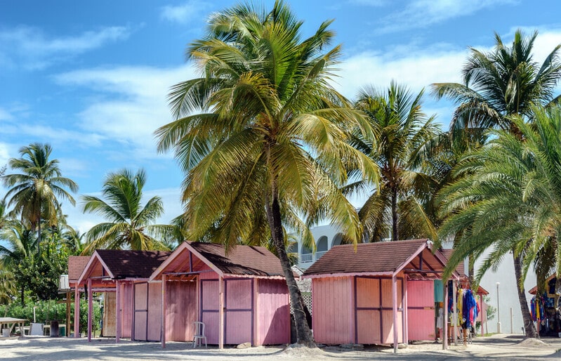 Antigua pink houses Caribbean cruise