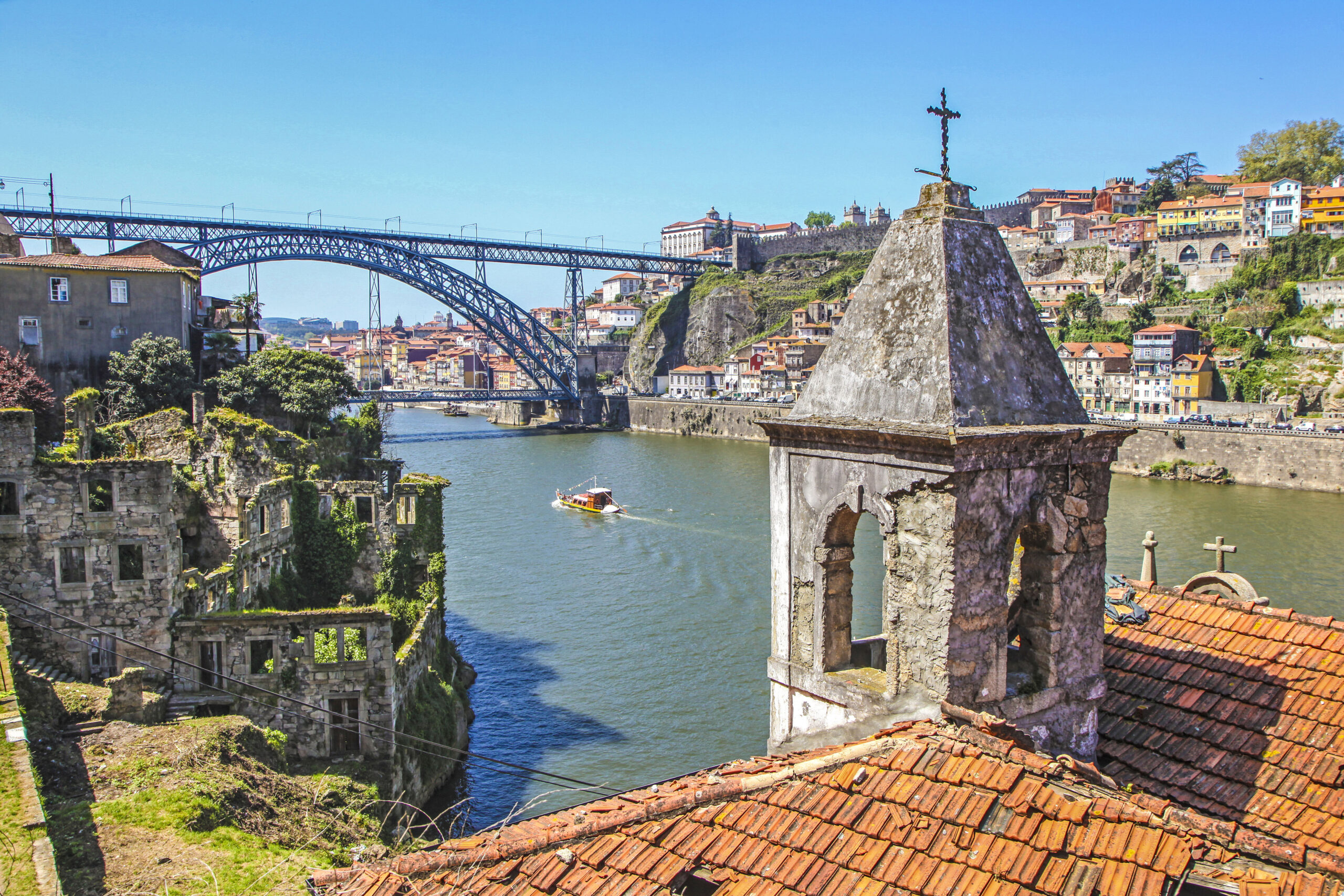 Douro River running through Porto