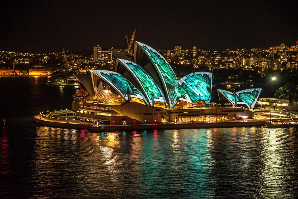 Sydney Opera House lit up during Vivid Sydney