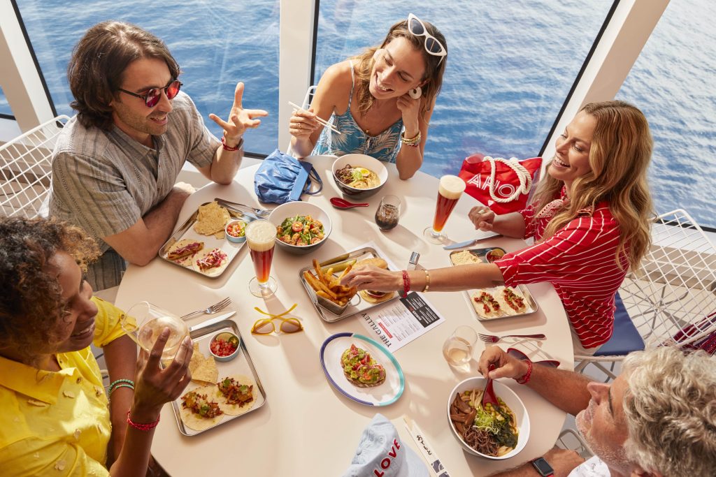 Virgin Voyages guests eating in The Galley