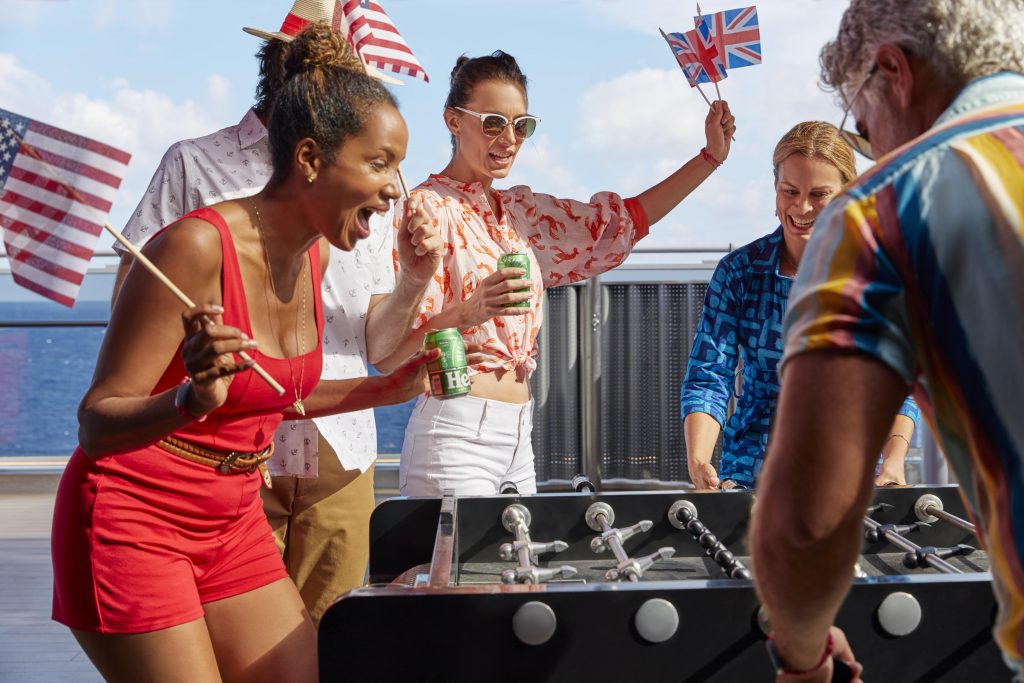 virgin voyages sail with friends foosball in the Athletic club