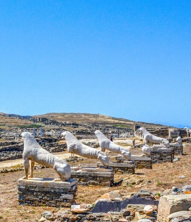 Lions at Delos archeological site Greece